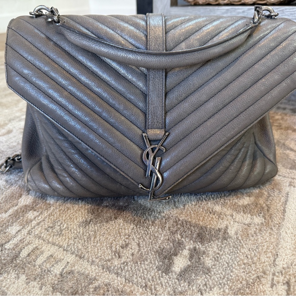 Yves Saint Laurent Grey Chevron Bag